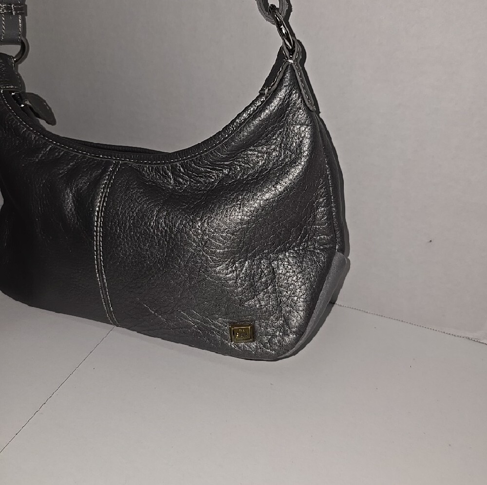 The Sak Metallic Pewter Classic Pebbled Leather Shoulder Bag - Picture 2 of 11